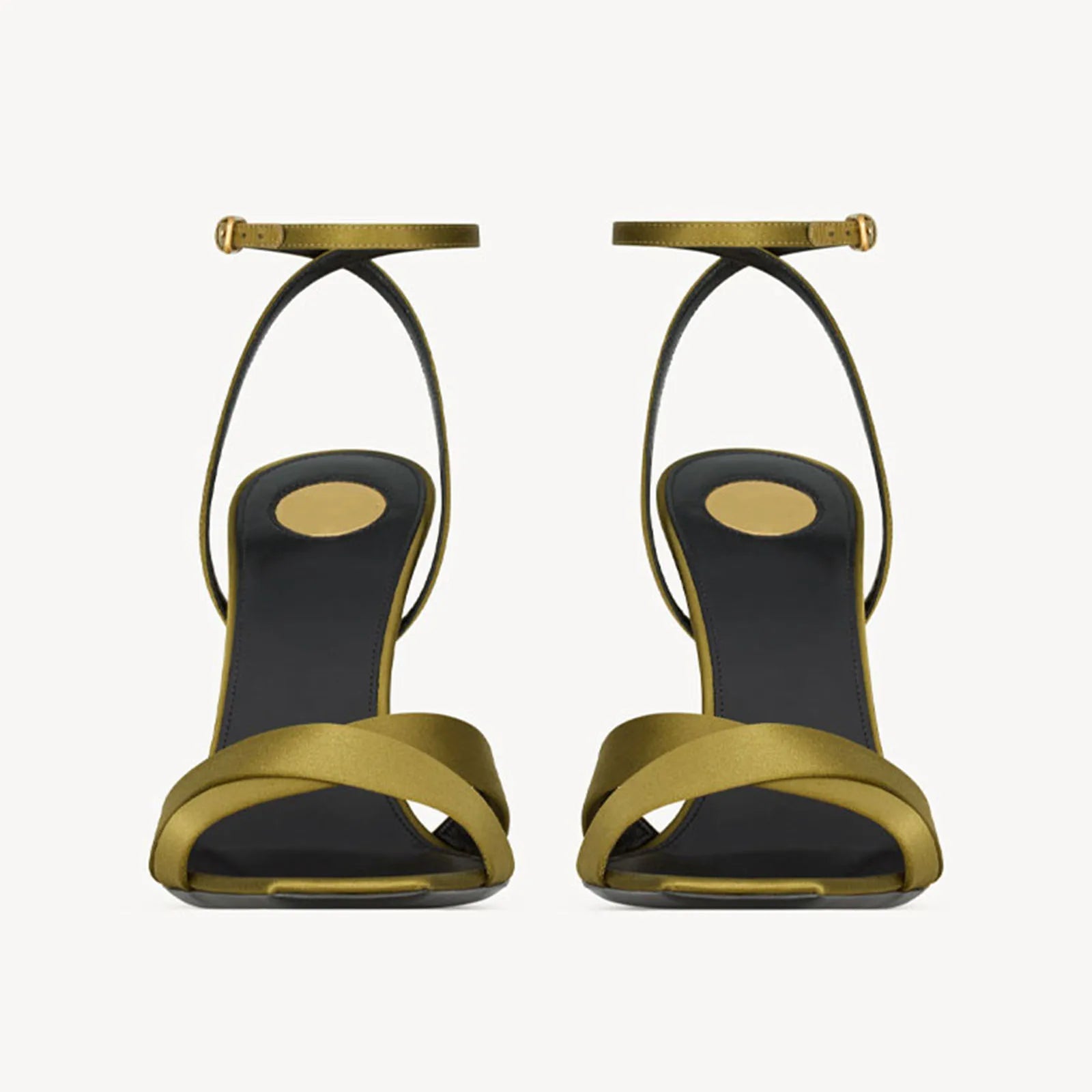 Arden Furtado 2025 Summer Satin Wedges Round Toe Belt buckle Super high heel Mixed Colors word-cingulate sandals large size - Merit Sell