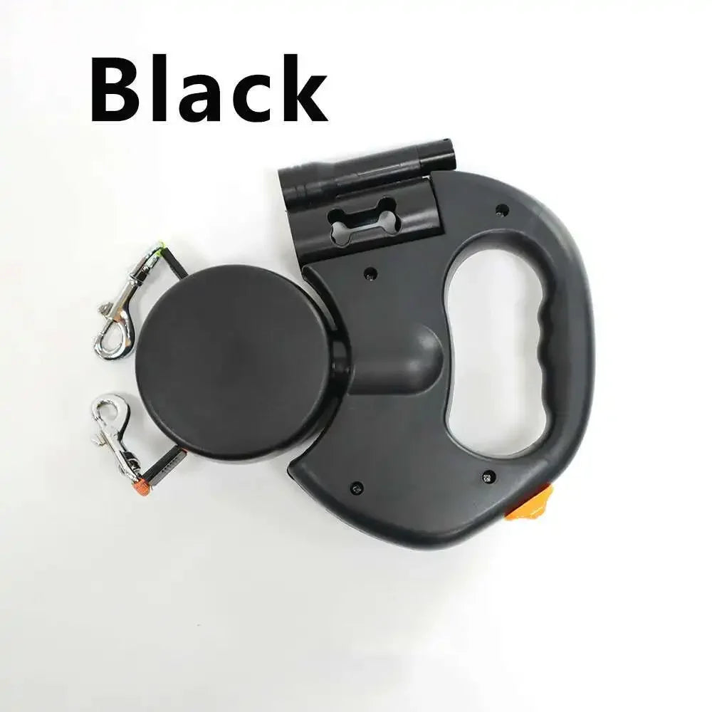 Auto Retractable Double-Ended Dog Leash 3m with LED Flashlight Waste Bag Box Roulette 360 Degree Dual Traction Rope Pet Supplies - Merit Sell