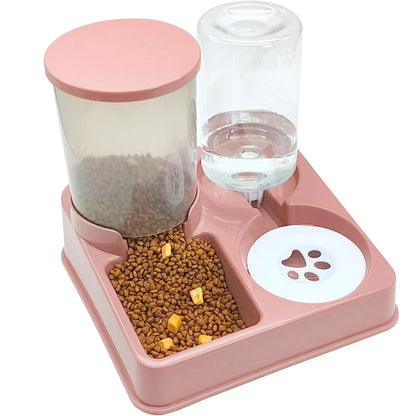 Automatic Cat Feeder Water Dispenser Set, 2 In 1 Tilted Automatic Pet Food And Water Feeder Gravity Food Feeder and Waterer - Merit Sell