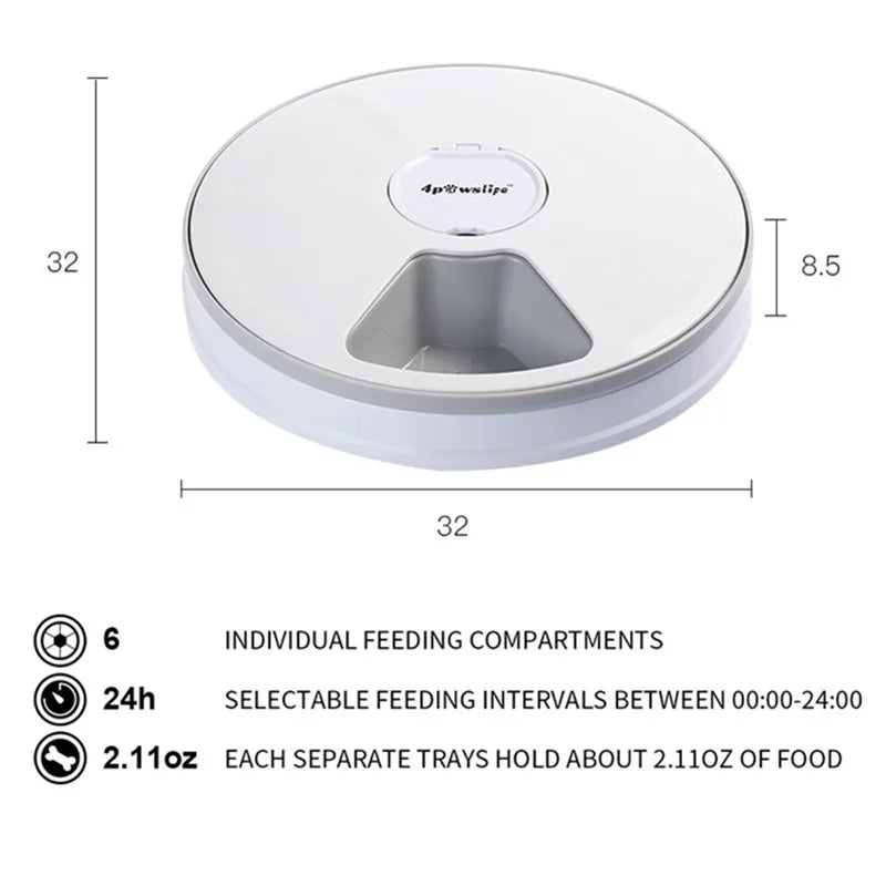 Automatic Feeder Pet Dog Round Timing Feeder 6 Meals 6 Grids Cat Dog Electric Dry Food Dispenser 24 Hours Feed Pet Supplies - Merit Sell