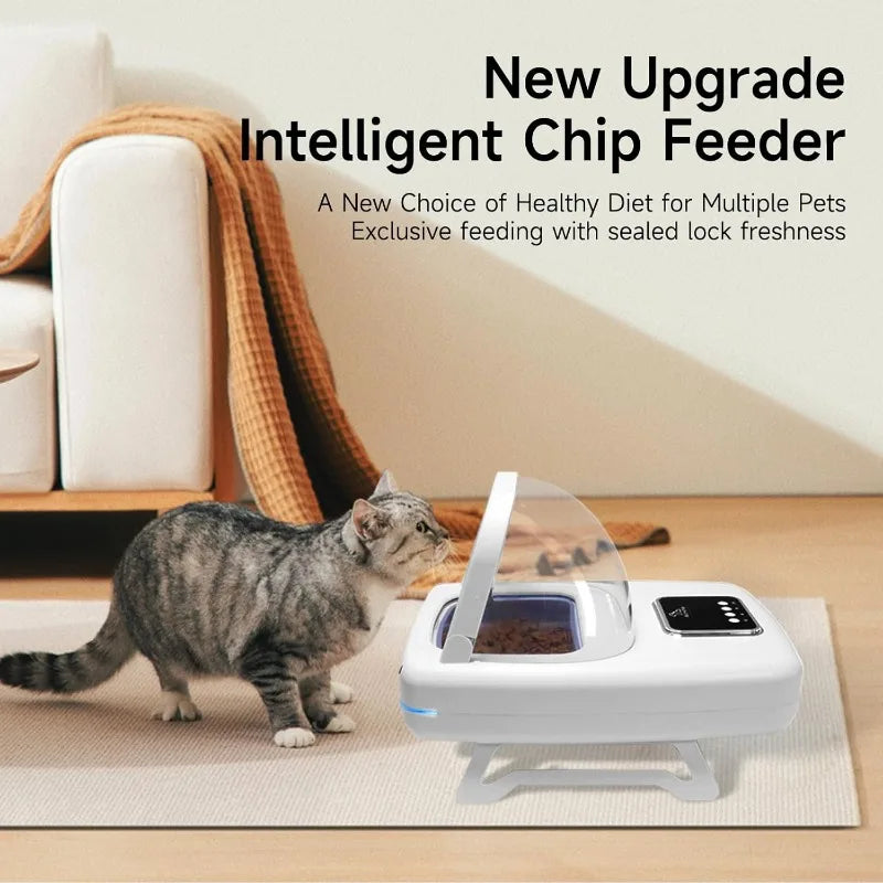 Automatic Pet Feeder with Collar Sensor, Anti Food Grabing, Intelligent Feeding, Microchip Cat Feeder for Cats Medium-Sized Dogs - Merit Sell