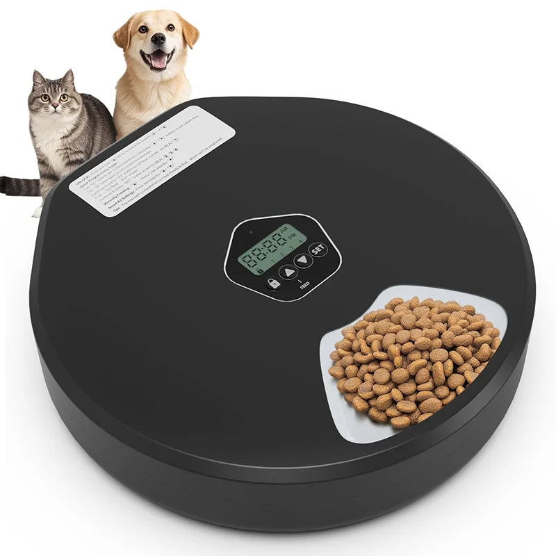 Automatic Wet/Dry Food Pet Feeder 5-Meal Timer Dispenser Programmable Smart Feeder for Cat/Dog Small Pet Supplies - Merit Sell