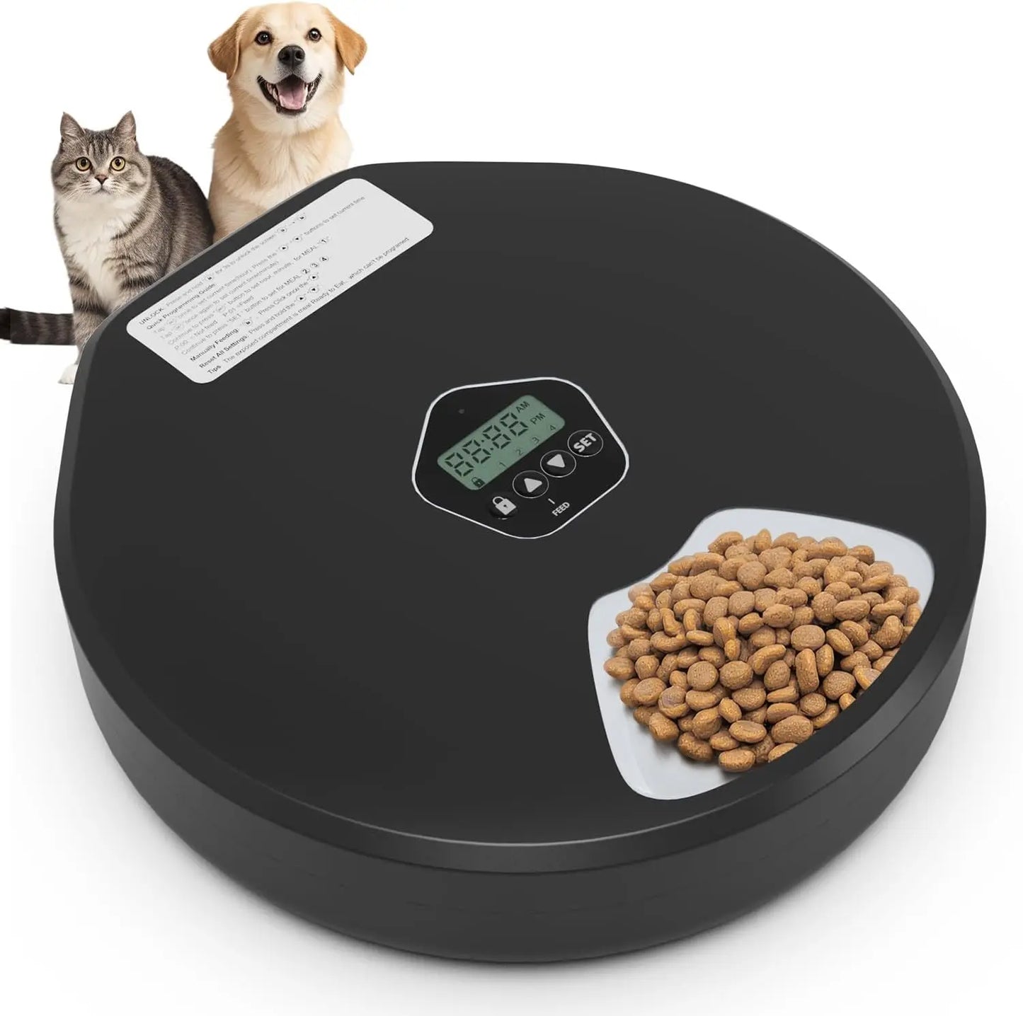 Automatic Wet/Dry Food Pet Feeder 5-Meal Timer Dispenser Programmable Smart Feeder for Cat/Dog Small Pet Supplies - Merit Sell