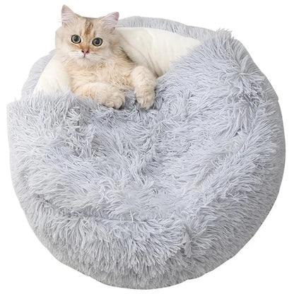 Autumn And Winter Soft Plush Pet Bed And Pet Bed Winter Warm And Cold Plush Comforter Nest Shell Cat Nest Semi-enclosed Cat Nest - Merit Sell