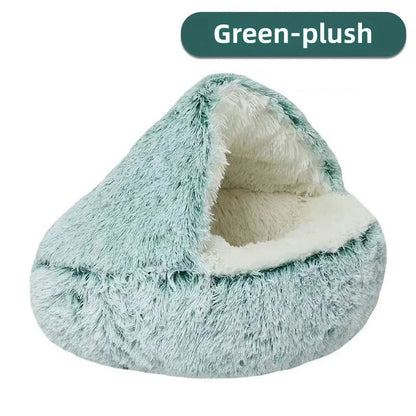 Autumn and Winter soft plush pet bed and pet bed Winter warm and cold plush comforter nest Shell cat nest semi-enclosed cat nest - Merit Sell