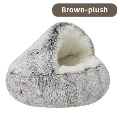 Autumn and Winter soft plush pet bed and pet bed Winter warm and cold plush comforter nest Shell cat nest semi-enclosed cat nest - Merit Sell