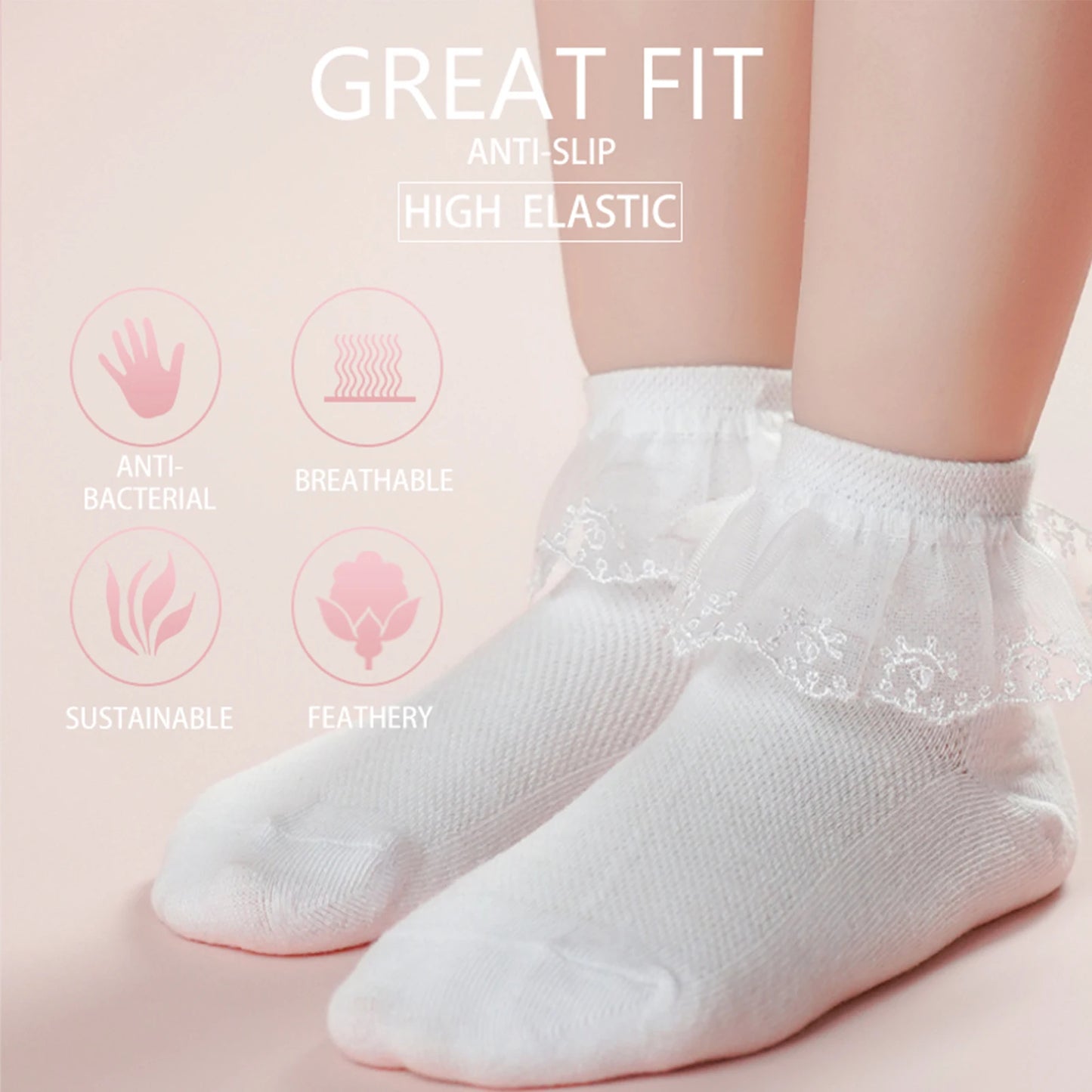 Baby Girls Kids Socks Lace Ruffle Princess Mesh Children Ankle Short Breathable Cotton White Toddler Child Dancing Sock 2024 New - Merit Sell