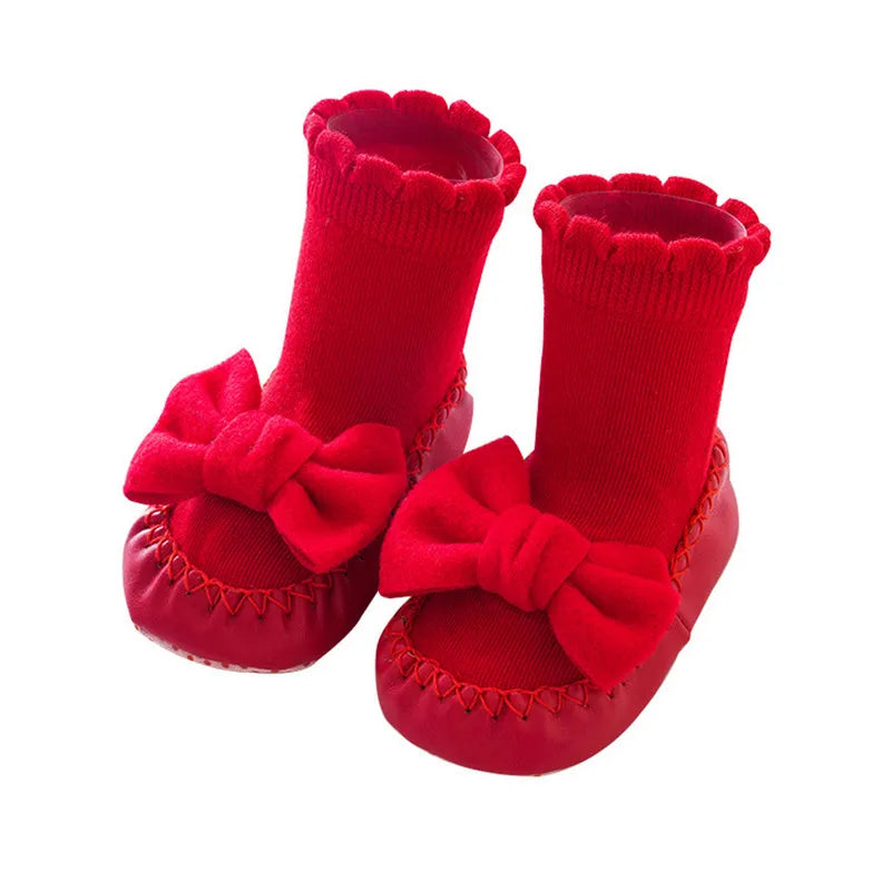 Baby Girls Socks Shoes Autumn Winter Clothes Cute Bow Socks Non-slip Soft Lightweight Floor Socks Baby Items Clothing - Merit Sell