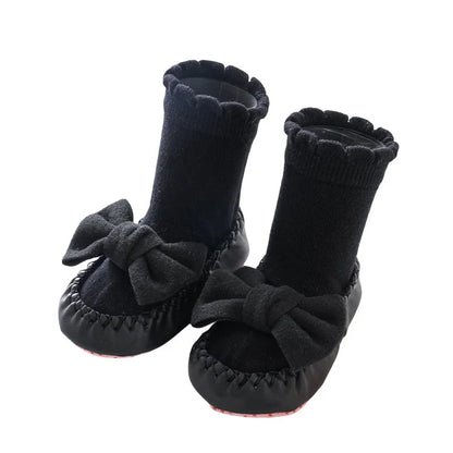 Baby Girls Socks Shoes Autumn Winter Clothes Cute Bow Socks Non-slip Soft Lightweight Floor Socks Baby Items Clothing - Merit Sell