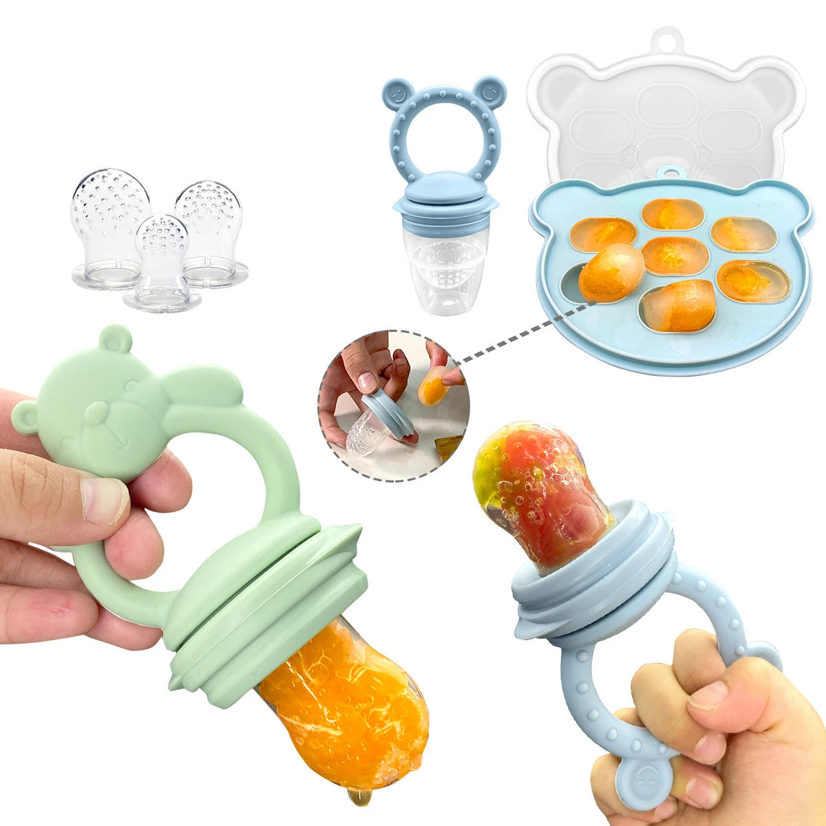 Baby Koala Fruit Feeder Set Food Supplement Feeder BPA Free Silicone Nursing Feeding Freezer Tray Tableware Fresh Food Feeder - Merit Sell