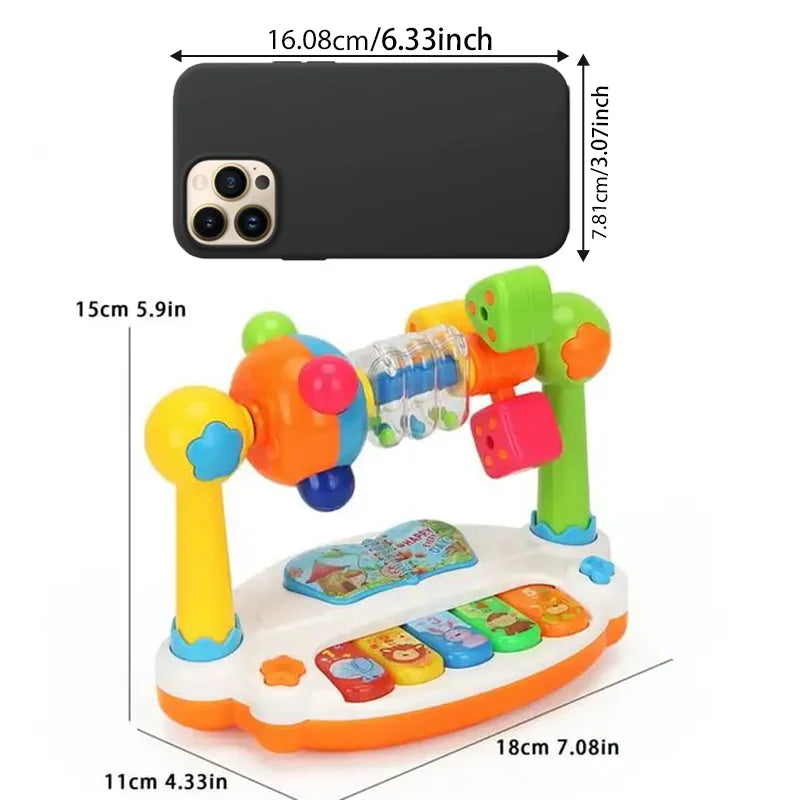 Baby Piano Toys Kids Rotating Music Piano Keyboard with Light Sound, Musical Toys for Toddlers, Early Educational Music Toy - Merit Sell