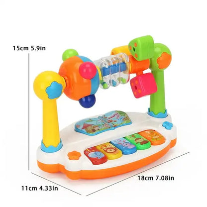 Baby Piano Toys Kids Rotating Music Piano Keyboard with Light Sound, Musical Toys for Toddlers, Early Educational Music Toy - Merit Sell
