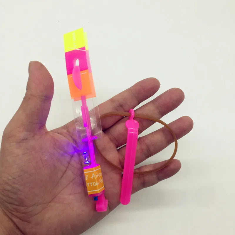 Bamboo Dragonfly with Light Shooting Rocket Flying Parachute Sky UFO Outdoor Night Game Toy for Kid Children - Merit Sell