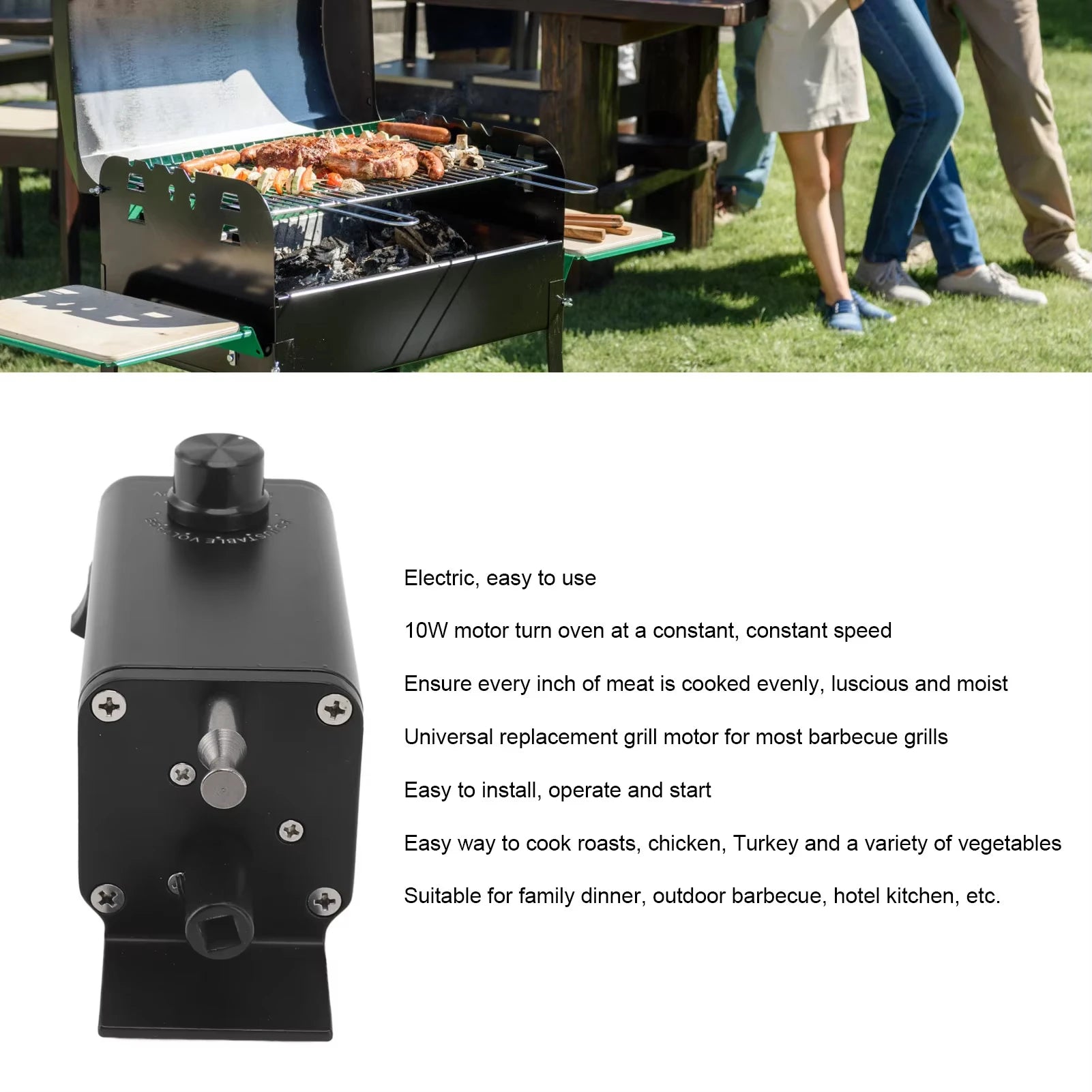 Barbecue Rotisserie Motor 5V-12V Adjustable Speed High Torsion BBQ Grill with USB Cable for Camping And Kitchen - Merit Sell