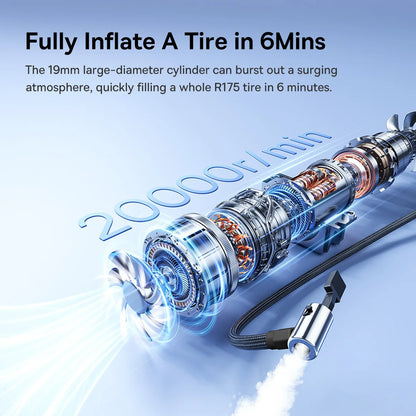 Baseus 2 in 1 Car Air Pump Wired/Wireless Car Air Compressor Dethable Flashlight 6000mAh Power Bank Portable Tire Inflator Pump - Merit Sell