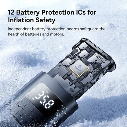 Baseus 2 in 1 Car Air Pump Wired/Wireless Car Air Compressor Dethable Flashlight 6000mAh Power Bank Portable Tire Inflator Pump - Merit Sell