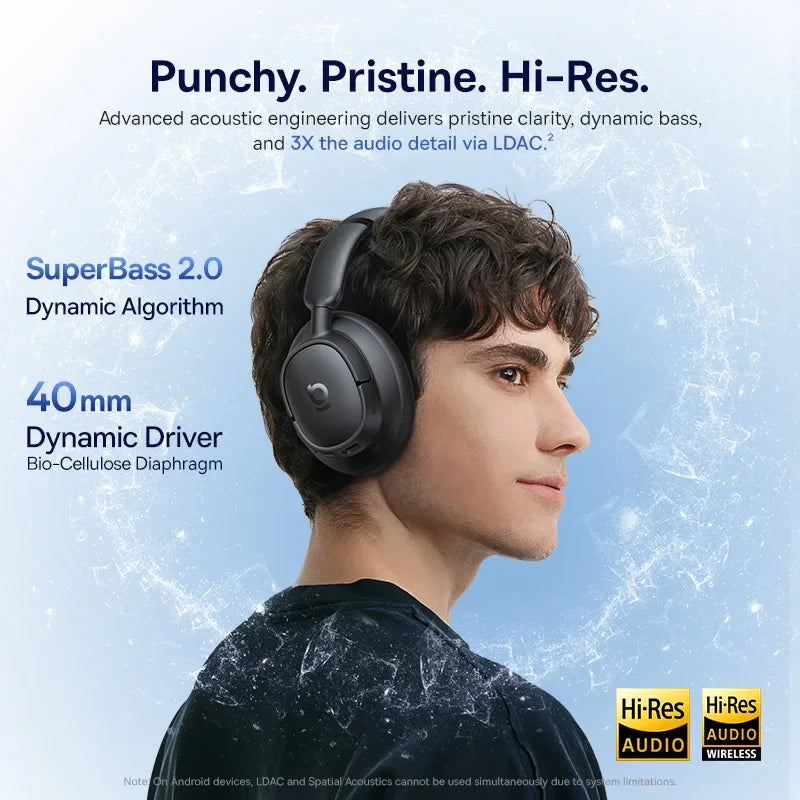 Baseus EH10 NC ANC Wireless Headphones 45dB Adaptive Hybrid Noise Cancelling Headsets Hi-Res LDAC Headphone Bluetooth 6.0 80Hrs - Merit Sell