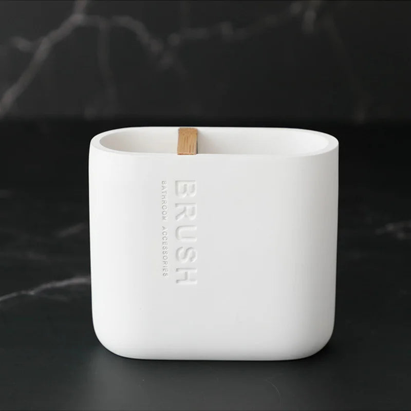 Bathroom Accessories Set Soap Dispenser Bottle Dish Washroom Toothbrush Holder Cup Suit Lotion Rack Toilet Brush Garbage Can - Merit Sell