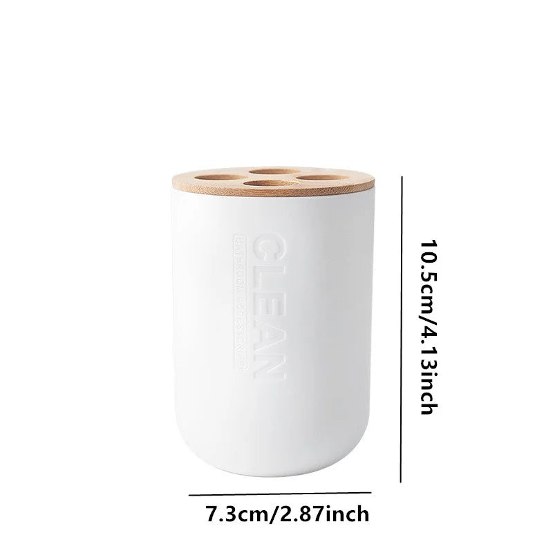 Bathroom Accessories Set Soap Dispenser Bottle Dish Washroom Toothbrush Holder Cup Suit Lotion Rack Toilet Brush Garbage Can - Merit Sell