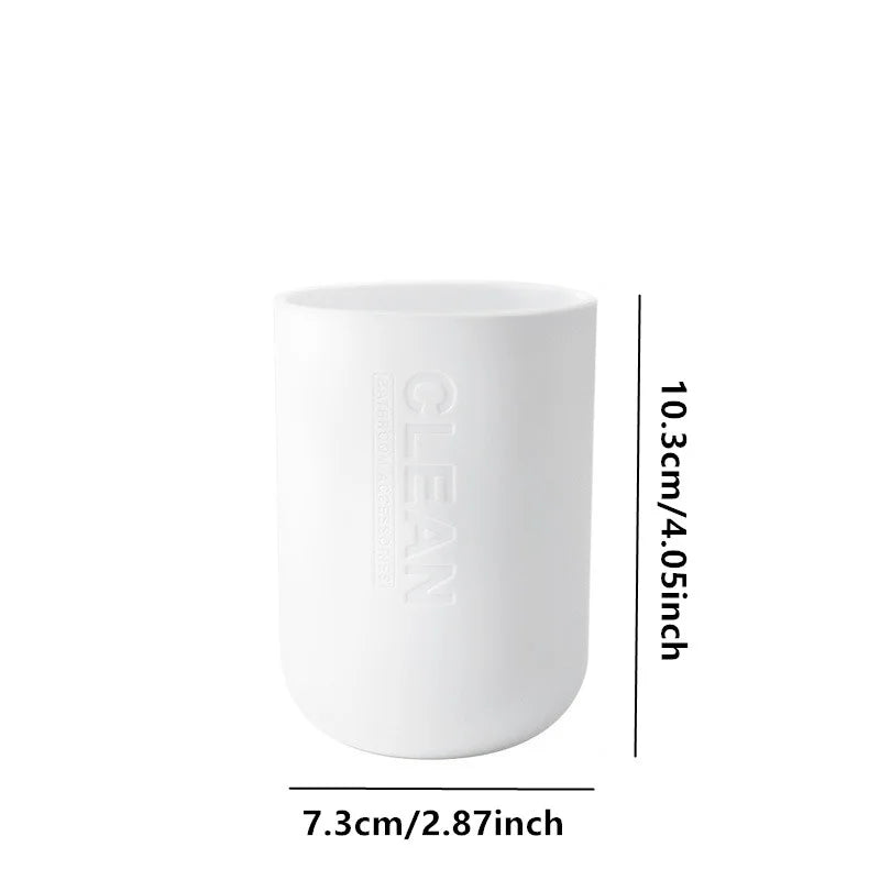 Bathroom Accessories Set Soap Dispenser Bottle Dish Washroom Toothbrush Holder Cup Suit Lotion Rack Toilet Brush Garbage Can - Merit Sell