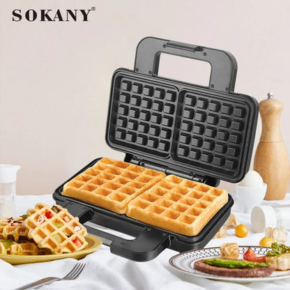 Belgian Mini Waffle Maker, Fast Double Sided Heating, Make 2 Waffles At The Same Time, Perfect for Breakfast, Snacks, Burgers - Merit Sell