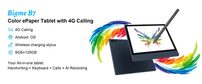 Bigme 7'' electronic book B7, color e-ink ebook reader, 300PPI, 8GB+128GB, Android14 open system, ereader tablet with 4G calling - Merit Sell