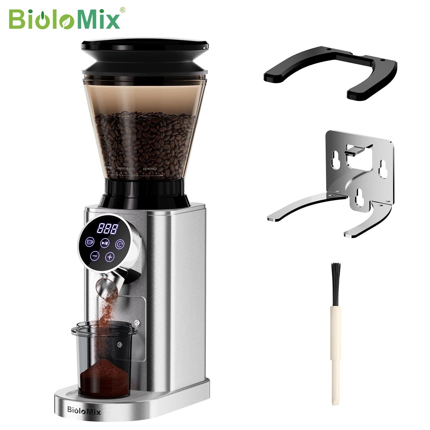 BioloMix Electric Conical Burr Coffee Grinder with Removable Holder,with 48 Grind Settings Adjustable,for Espresso Coffee - Merit Sell