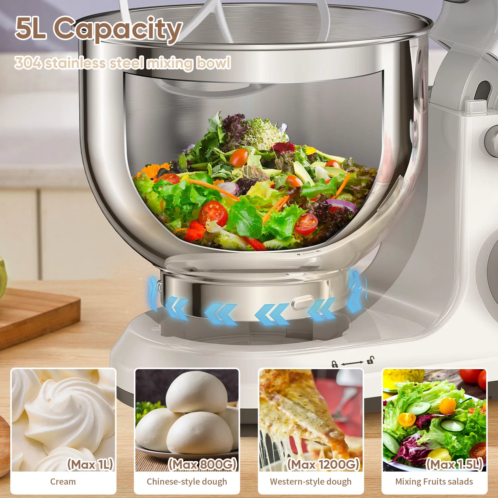 BioloMix Kitchen Food Stand Mixer, 1200W 11-Speeds DC Motor, Digital OLED Screen, Electric Food Mixer with Dough Hook, Whisk - Merit Sell