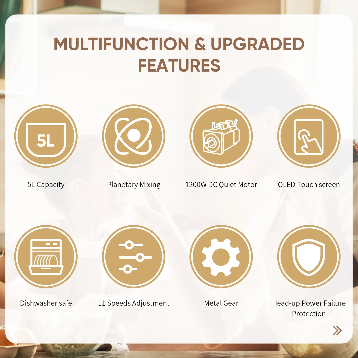 BioloMix Kitchen Food Stand Mixer, 1200W 11-Speeds DC Motor, Digital OLED Screen, Electric Food Mixer with Dough Hook, Whisk - Merit Sell