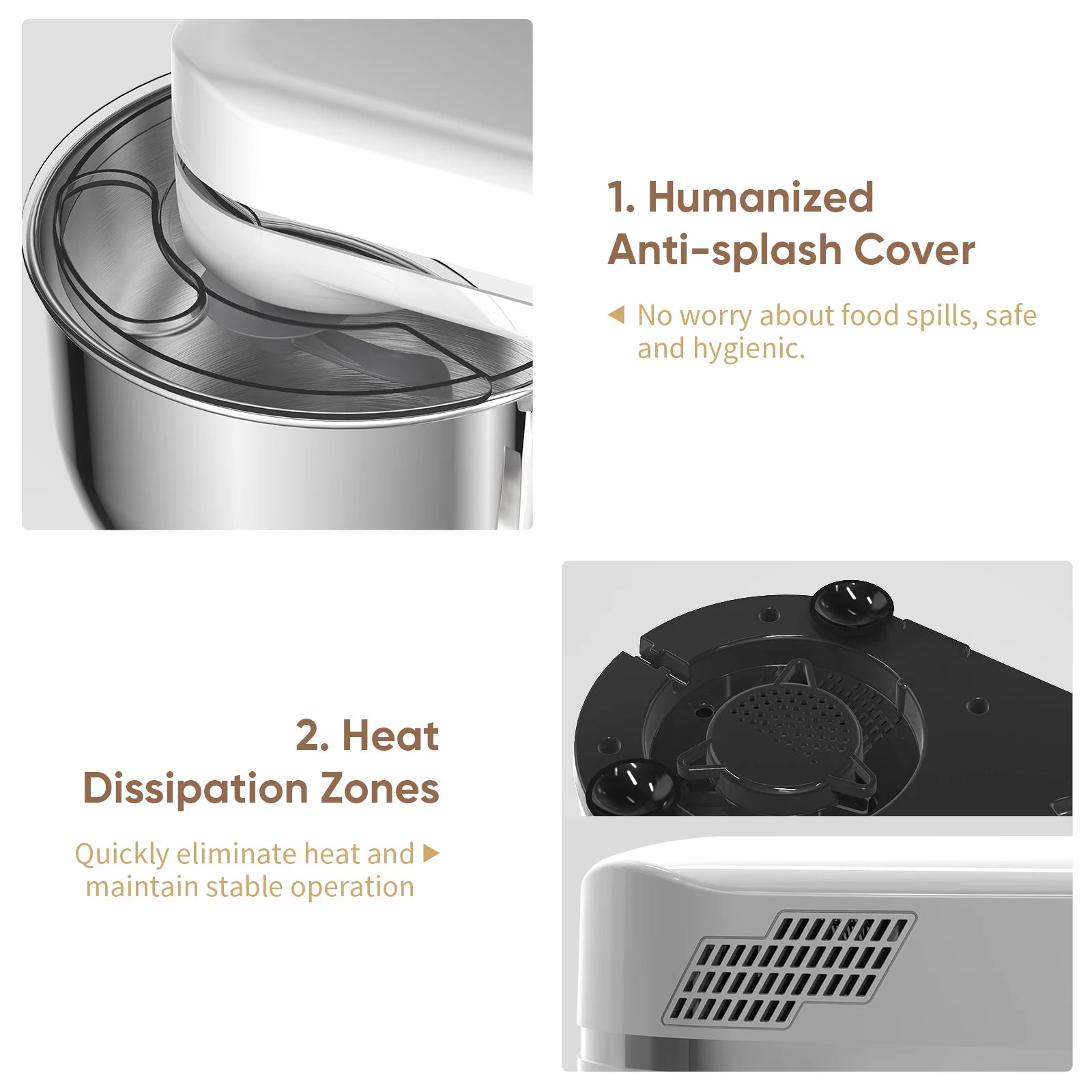 BioloMix Kitchen Food Stand Mixer, 1200W 11-Speeds DC Motor, Digital OLED Screen, Electric Food Mixer with Dough Hook, Whisk - Merit Sell