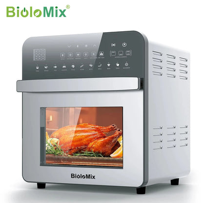 BioloMix Stainless Steel Dual Heating Air Fryer Oven Oil Free, Toaster Rotisserie and Dehydrator, 11 in 1, 15 L, 1700 W - Merit Sell