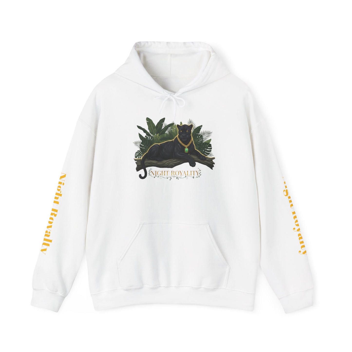Black Panther 'Night Royalty' Hoodie – Gold Chain Cat Graphic Sweatshirt