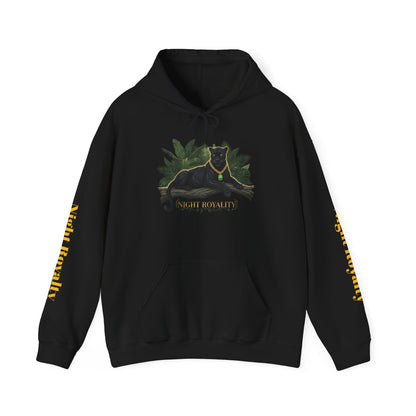 Black Panther 'Night Royalty' Hoodie – Gold Chain Cat Graphic Sweatshirt
