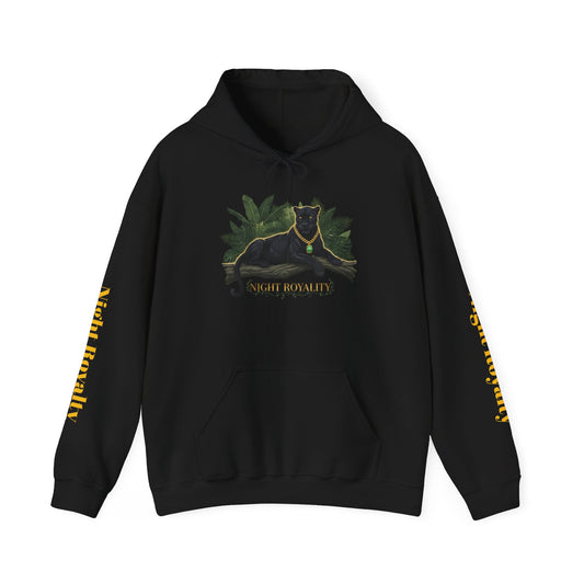 Black Panther 'Night Royalty' Hoodie – Gold Chain Cat Graphic Sweatshirt Merit Sell