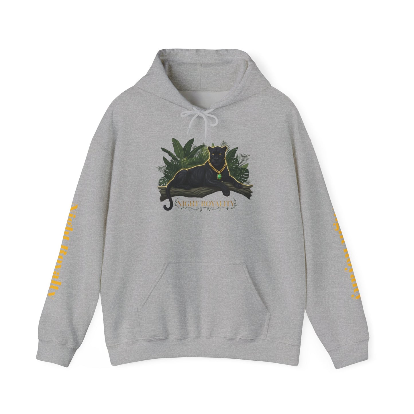 Black Panther 'Night Royalty' Hoodie – Gold Chain Cat Graphic Sweatshirt
