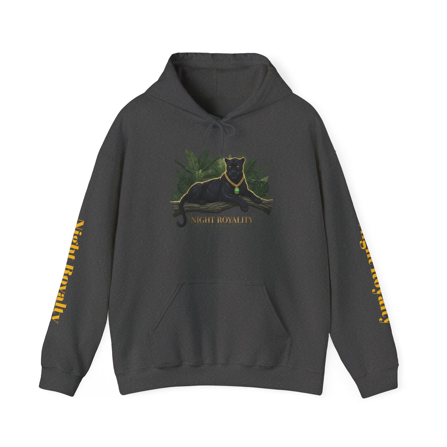Black Panther 'Night Royalty' Hoodie – Gold Chain Cat Graphic Sweatshirt