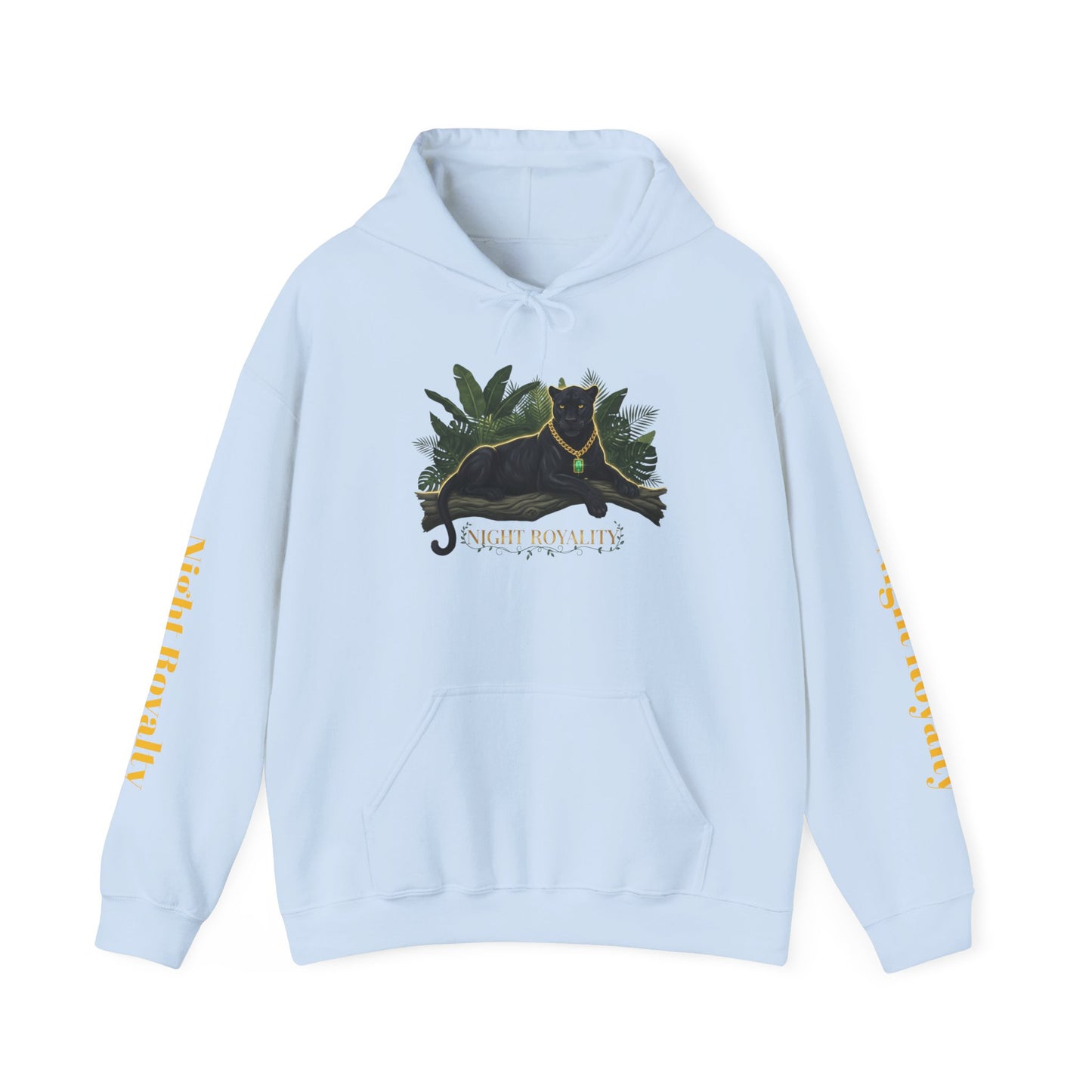 Black Panther 'Night Royalty' Hoodie – Gold Chain Cat Graphic Sweatshirt