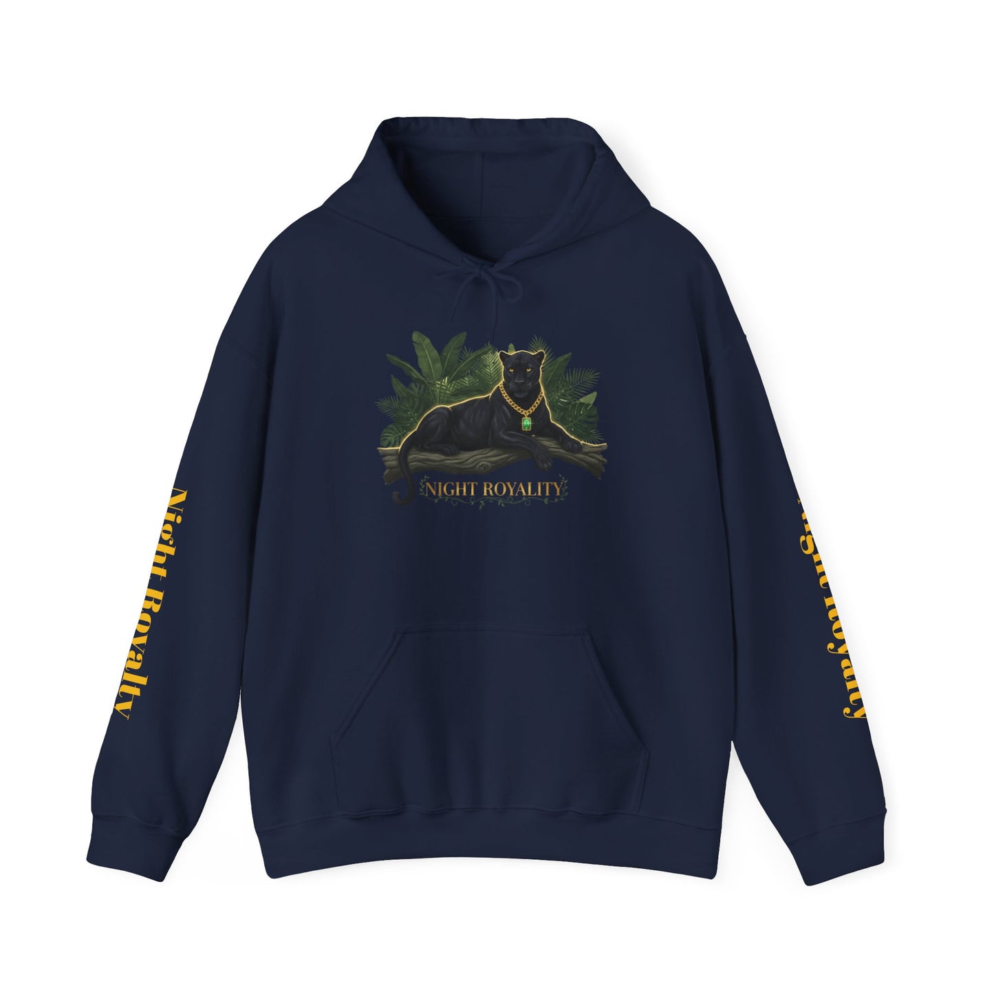 Black Panther 'Night Royalty' Hoodie – Gold Chain Cat Graphic Sweatshirt