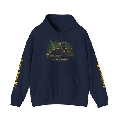 Black Panther 'Night Royalty' Hoodie – Gold Chain Cat Graphic Sweatshirt
