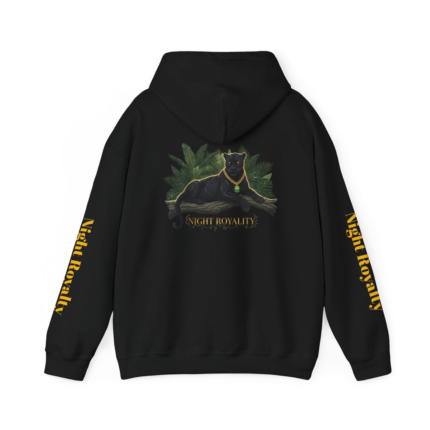 Black Panther 'Night Royalty' Hoodie – Gold Chain Cat Graphic Sweatshirt