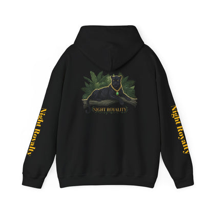Black Panther 'Night Royalty' Hoodie – Gold Chain Cat Graphic Sweatshirt