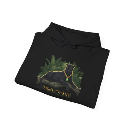 Black Panther 'Night Royalty' Hoodie – Gold Chain Cat Graphic Sweatshirt
