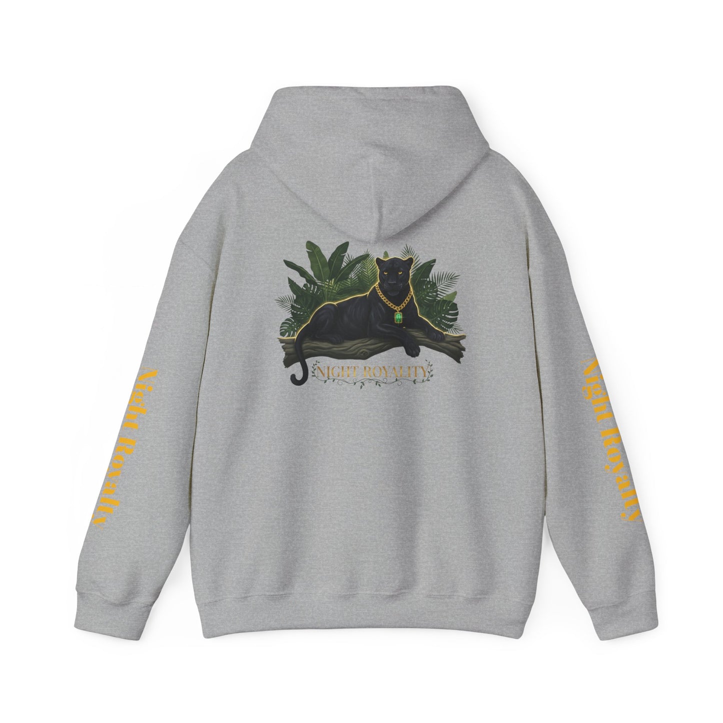 Black Panther 'Night Royalty' Hoodie – Gold Chain Cat Graphic Sweatshirt