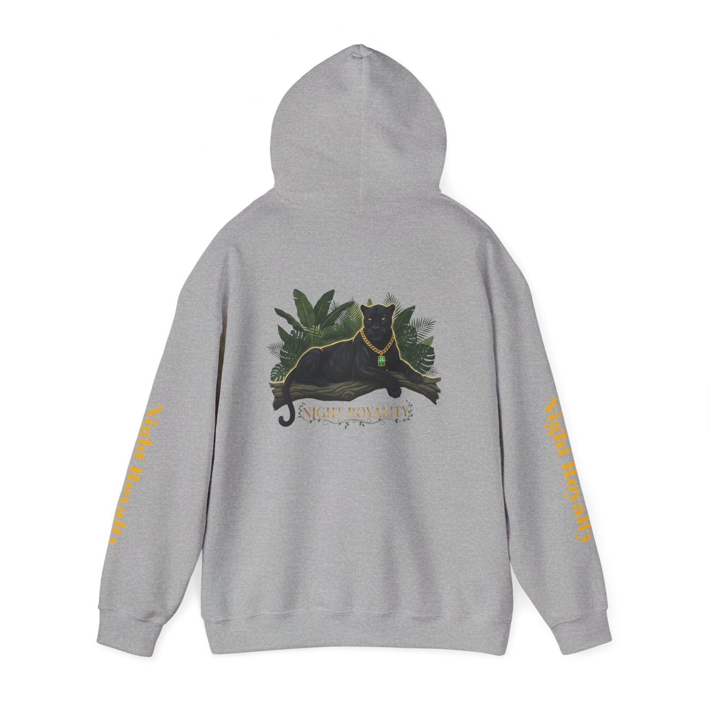 Black Panther 'Night Royalty' Hoodie – Gold Chain Cat Graphic Sweatshirt