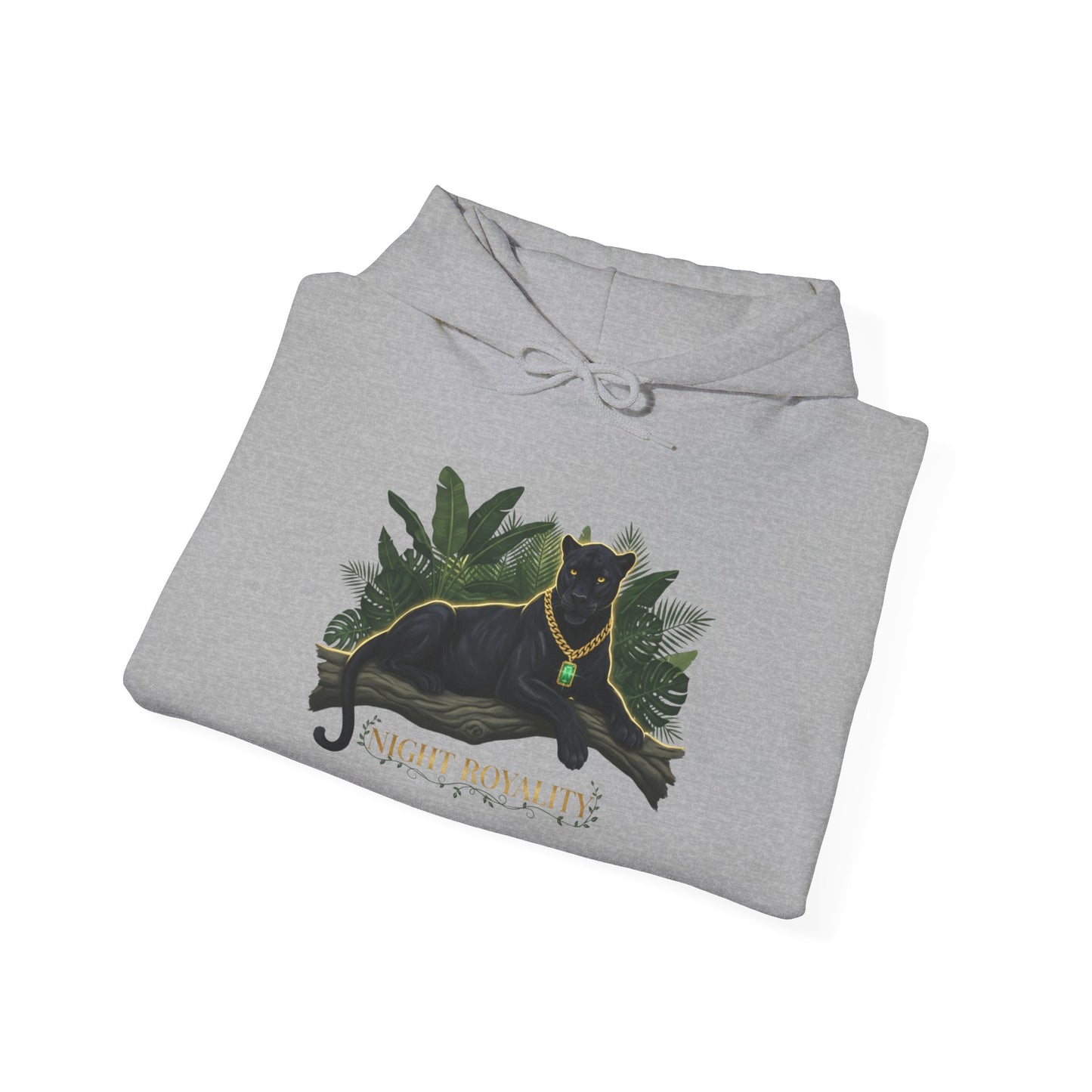 Black Panther 'Night Royalty' Hoodie – Gold Chain Cat Graphic Sweatshirt