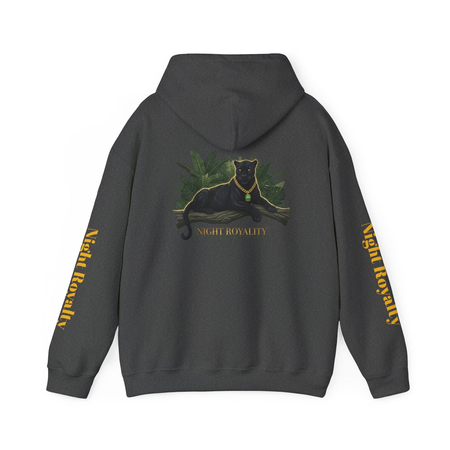 Black Panther 'Night Royalty' Hoodie – Gold Chain Cat Graphic Sweatshirt