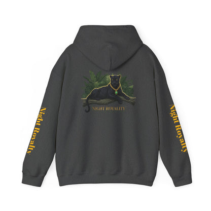 Black Panther 'Night Royalty' Hoodie – Gold Chain Cat Graphic Sweatshirt