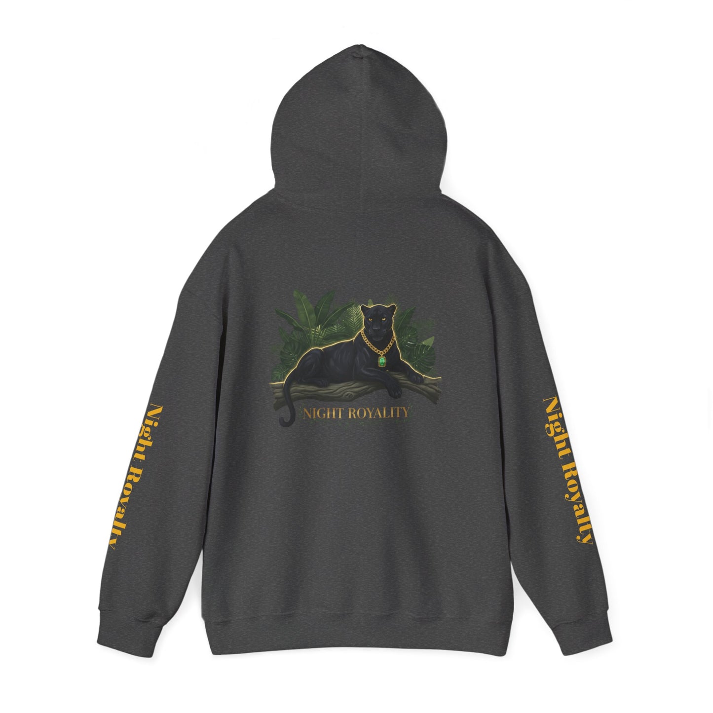 Black Panther 'Night Royalty' Hoodie – Gold Chain Cat Graphic Sweatshirt