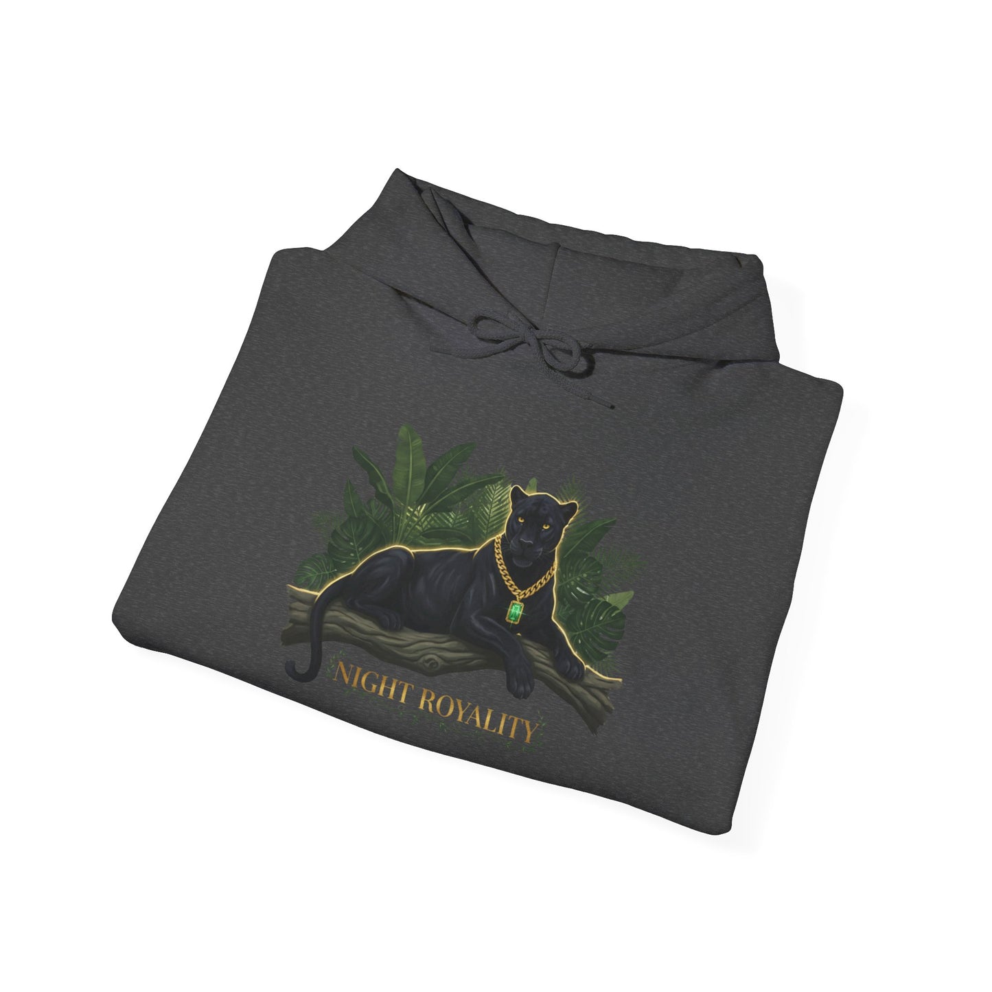 Black Panther 'Night Royalty' Hoodie – Gold Chain Cat Graphic Sweatshirt