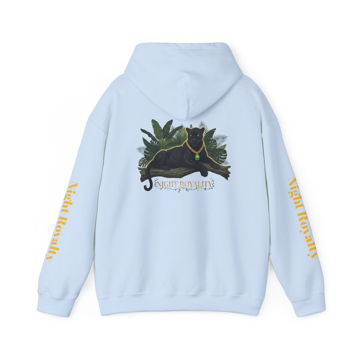 Black Panther 'Night Royalty' Hoodie – Gold Chain Cat Graphic Sweatshirt